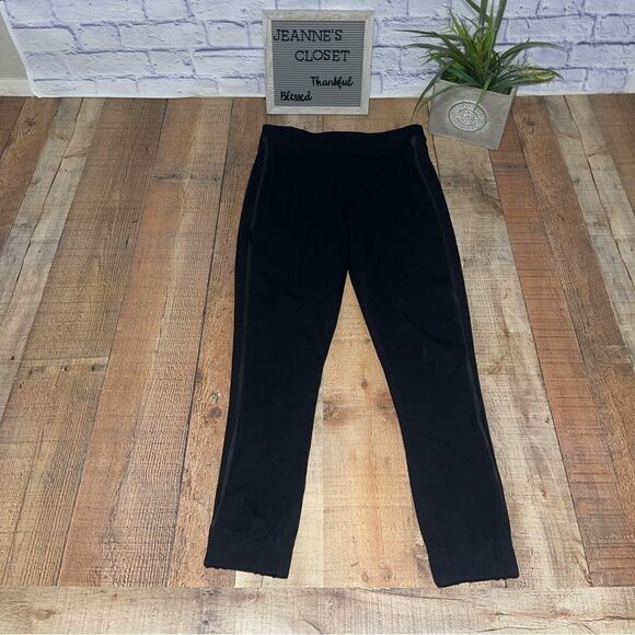 Spanx Ponte black pants size xl cropped faux leather stripe track jogger legging - Picture 7 of 9